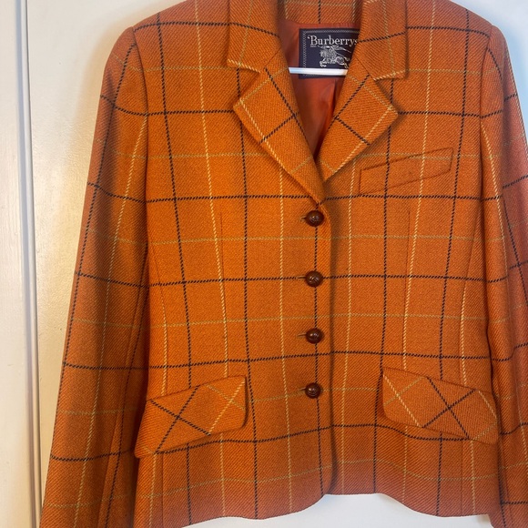Burberry Orange Checkered Blazer - Picture 5 of 16